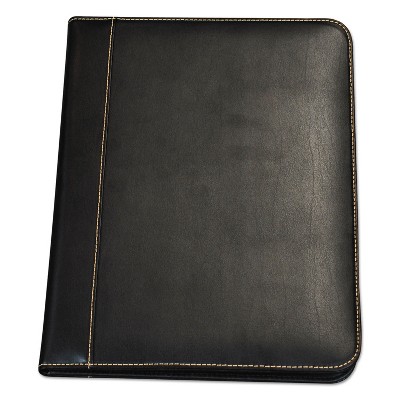 Samsill Contrast Stitch Leather Padfolio 8 1/2 x 11 Leather Black 71710