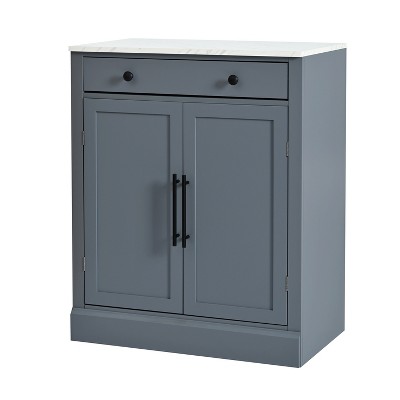 SKRAN Farmhouse kitchen pantry storage cabinet, with Drawer, 2 Adjustable Shelves and 2 Door Shelves, for Dining, Kitchen