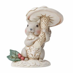 Jim Shore 4.0 Inch Woodland Squirrel With Mushroom Winter Christmas Holly Figurines - 1 of 3