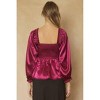 Women's Satin Bubble Sleeve Blouse - entro - 2 of 3