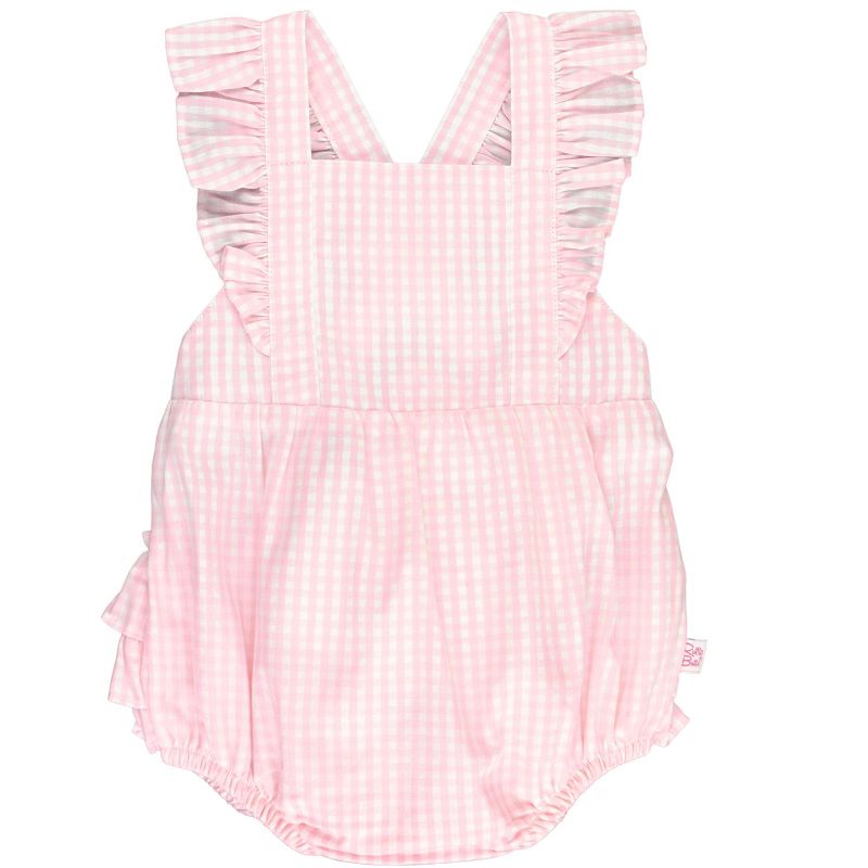RuffleButts Baby Toddler Pinafore Cross-Back Woven Romper, 1 of 7