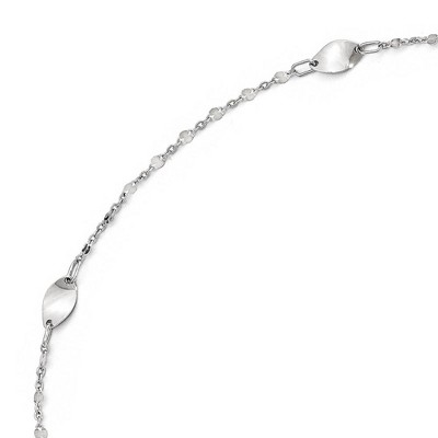 Black Bow Jewelry 14k White Gold Polished Oval Station Anklet, 10-11 Inch