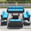 LayinSun 13 Pieces Outdoor Patio Furniture Set with 44" Fire Pit Table Rattan Sectional Sofa Conversation Sets - 2 of 4