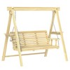 Outsunny 3 Seat Wooden Porch Swing with Stand, Patio Swing Chair with Side Tables, Natural Wood - image 4 of 4