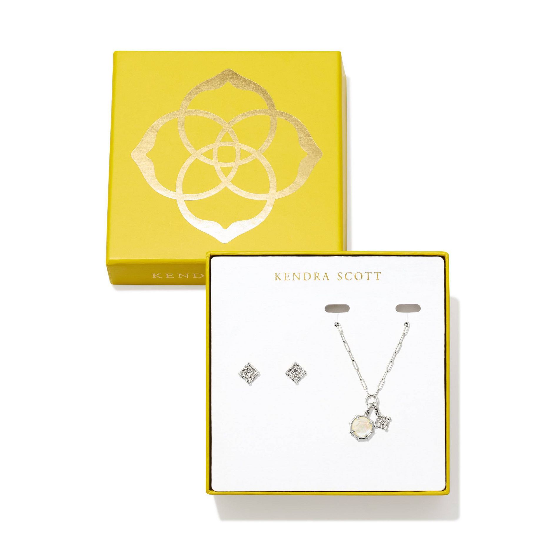 Kendra Scott Landon Charm Necklace And Stud Earring Gift Set - Silver/Ivory