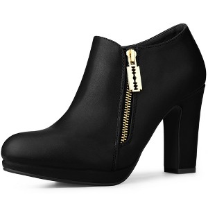 Allegra K Women's Platform Round Toe Chunky Heels Ankle Booties - 1 of 4