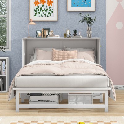 Whisen Queen Size Murphy Bed with Built-In Charging Station and a Shelf