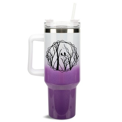 Elanze Designs Birds Resting on Tree Branches 40 oz. Stainless Steel, Large Water Bottle Coffee Mug, Spill & Leak Resistant, Thermal Travel Tumbler