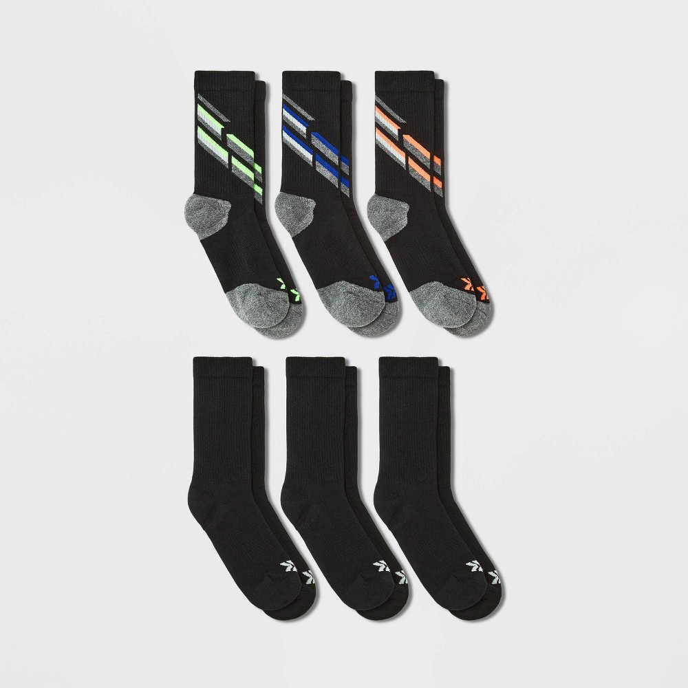 Kids' 6pk Diagonal Striped Socks - All in Motion L, One Color