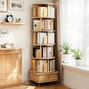 VYNXARIA 6-Tier 360¡ã Rotating Bookshelf in Wood Color with Wheels and Drawer for Space-Saving Storage - 3 of 4