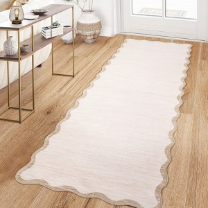 Washable Area Rug Modern Scalloped Rugs for Living Room Bedroom Soft Thin Non Slip Non Shedding Indoor Floor Carpet - 1 of 4