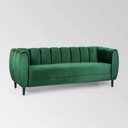 Bobran Modern Velvet Sofa Green - Christopher Knight Home