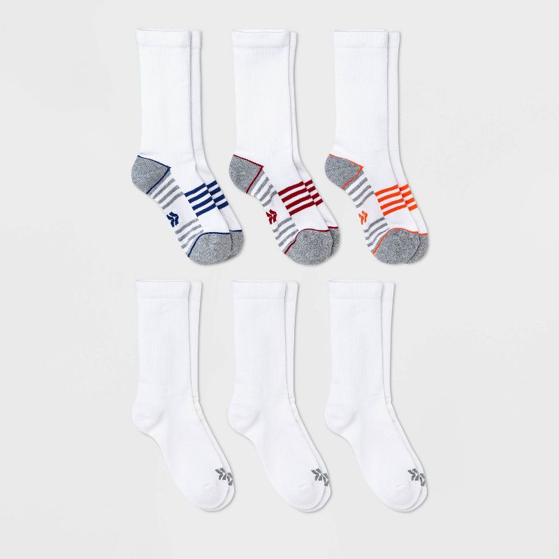 Kids' 6pk Crew Socks - All in Motion™ White, 1 of 4