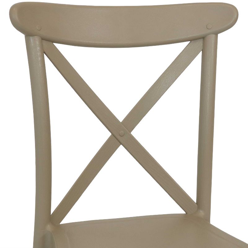 Sunnydaze Crossback Design Plastic All-Weather Commercial-Grade Bellemead Indoor/Outdoor Patio Dining Chair, Tan, 4 of 10
