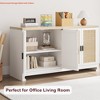 Rattan Accent Storage Cabinet w/ 4 Doors & Shelf Modern Console Coffee Bar Cabinet, White, 61.42" x 15.75" x 31.5"H, For Dining Room/Kitchen - 3 of 4