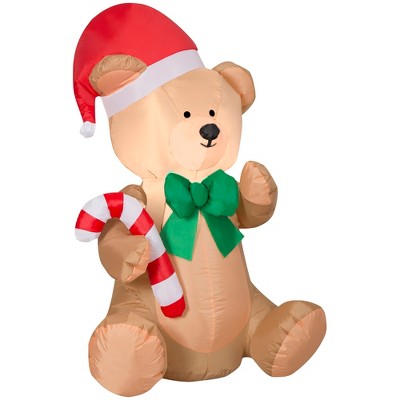 Gemmy Christmas Airblown Inflatable Teddy Bear, 3.5 ft Tall, Multi