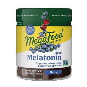 MegaFood 3mg Melatonin Gummies for Adults - Sleep Gummies - Berry - Vegan - 54ct - 1 of 4