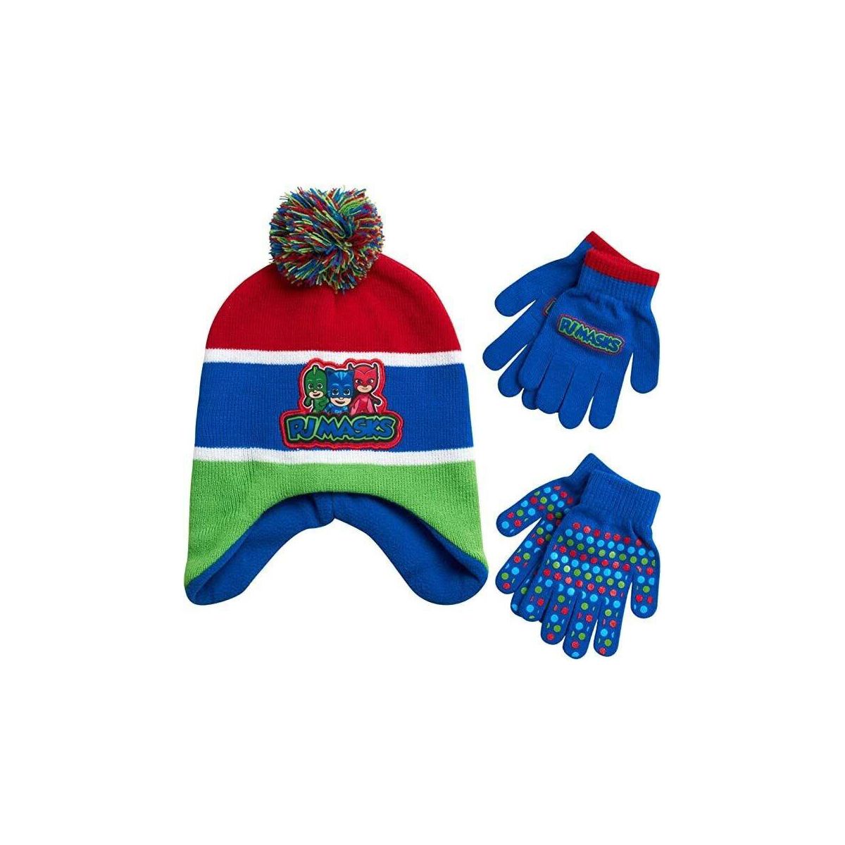 PJ Masks Boys Winter Hat & 2 Pair of Glove or Mittens Set, Kids Ages 2-7 - thumbnail 2