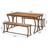 Resenkos End Table,Dining Table, Living Room Table,4-Piece 51-Inch Dining Table Set with 2 Benches & Table Runner,Brown - 4 of 4