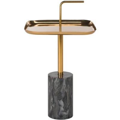 Artemis Square Brass Top Side Table - Brass/Black Marble - Safavieh