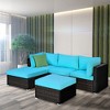 Tangkula 5PCS Cushioned Rattan Patio Conversation Set Outdoor Furniture Set w/ Ottoman - 3 of 4