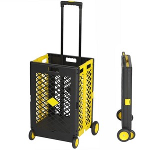 55L Foldable Outdoor Serving Carts with Wheels, Portable Updated Utility Tools with Lid Rolling Crate - The Pop Home - 1 of 4