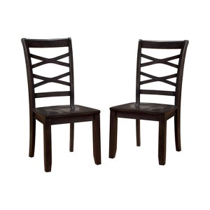 Set of 2 Emery Transitional Cross Back Side Dining Chair Espresso - Sun & Pine, Brown