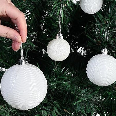 White Shatterproof Plastic Christmas Ball Ornaments Set