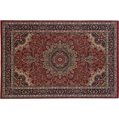 Ariana Red and Blue Hand-knotted Oriental Synthetic Rug, 4' x 6'