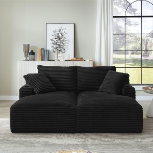 VASIP Compressible Double Chaise Lounge with Cupholders ,Fluffy Upholstered Sleeper Loveseat, for Living Room, Bedroom Reading, No Assembly Required. - 1 of 4