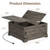 Lift Top Wood Square Center Table with Charging Station, Rustic Coffee Table - 2 of 4