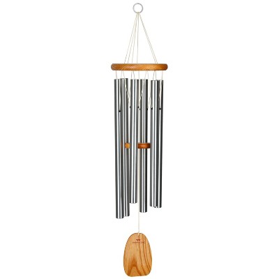 Silver Aluminum and Cherry Ash Wood Wind Chime, 34"