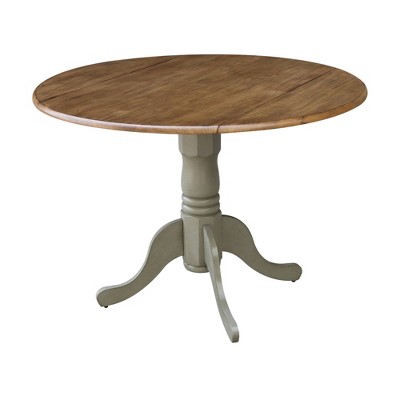 Casual Round Wood Extendable Dining Table in Distressed Hickory