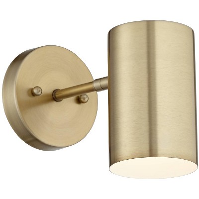 360 Lighting Modern Wall Lamp Polished Brass Hardwired Light Fixture Adjustable Cylinder Down Shade Bedroom Living Room Reading