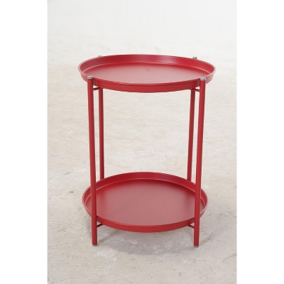 DOMETOUR Outdoor Steel Patio Side Table 2-Tier
