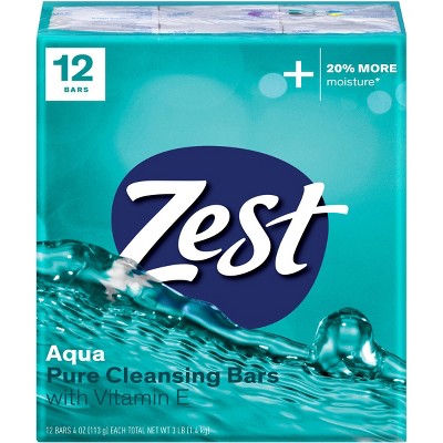 Zest Aqua with Vitamin E Refreshing Bar Soap - 12pk - 4oz each