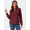 Allegra K Women's Bow Tie Neck Ruffled Collar Printed Long Sleeve Vintage Blouse - 3 of 4