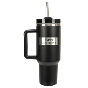 Elanze Designs Happy Birthday Banner Stamp 40 oz. Stainless Steel, Large Water Bottle Coffee Mug, Spill & Leak Resistant, Thermal Travel Tumbler with - 1 of 1