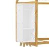Okak Twin Size Floor Bed for Playhouse,House-Shaped Kids Bed with Safety Rails & Roof, 2 Movable Wardrobes - 3 of 4