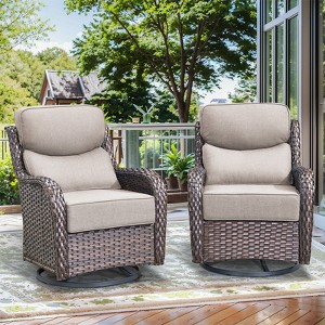 Buenhomino Luxury Outdoor Swivel Rocker Patio Chair with 6-Inch Thick Cushion, High Back Wicker Patio Rocking Glider, Ideal for Porch, Deck - 1 of 4