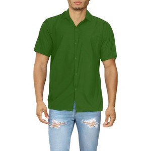 HAPPY BAY Mens Short Sleeve Button Down Solid Shirts Summer Shirt with Pocket Spread Collar Casual Camp Vacation Beach Shirts for Men - 1 of 4