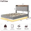Floating Bed Frame Full with LED Lights & USB Charging Station – Modern Upholstered Platform Bed with Headboard Solid Wood Slats Support - 2 of 4