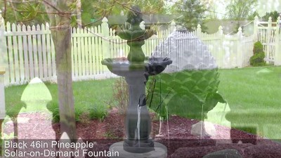 Rust Finish Solar Powered 2-Tier Pineapple Outdoor Fountain