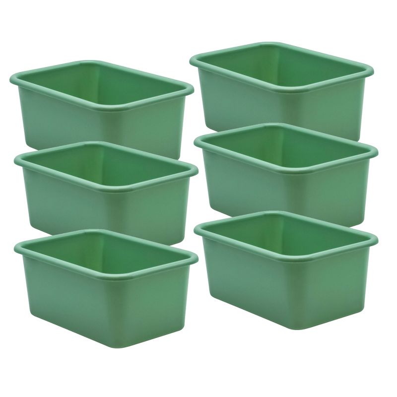 Teacher Created Resources® Eucalyptus Green Small Plastic Storage Bin, Pack of 6, 1 of 3