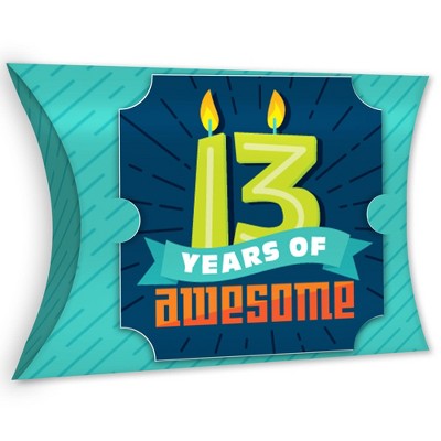 Big Dot of Happiness Boy 13th Birthday - Favor Gift Boxes - Official Teenager Birthday Party Large Pillow Boxes - Set of 12