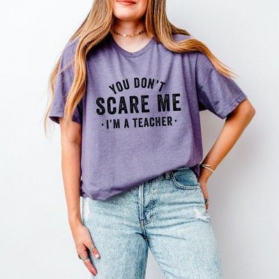 Simply Sage Market You Don't Scare Me I'm A Teacher Short Sleeve Tee - XL - Purple