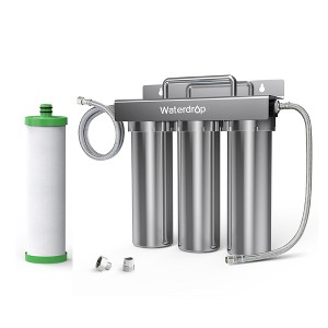 Waterdrop TST-UF 0.01μm Ultra-Filtration Under Sink Water Filter, Stainless Steel, 5X Service Life, Extra P1 Replacement Filter - 1 of 4