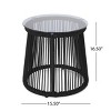 Side Table Outdoor with Handcrafted Rope Frame, Drum-Shaped Patio Table with Tempered Glass Top-Maison Boucle - 4 of 4