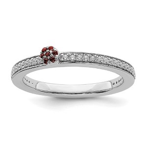 Black Bow Jewelry 14k White Gold, Garnet & 1/8 Ctw Diamond Stackable Ring - 1 of 4