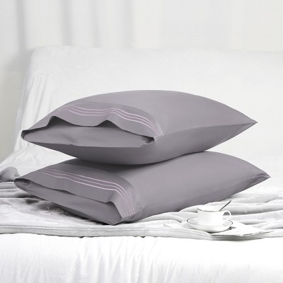 2 Pcs 20"x26" Long-Staple Combed Cotton Envelope Pillow Cases Pale Purple - PiccoCasa